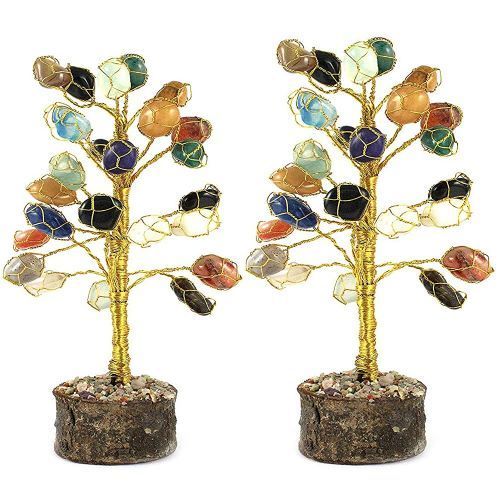 Natural Stone Tree - Polished Finish, Available in Different Sizes , Striking Multicolor Design for Modern Decoration and Healing