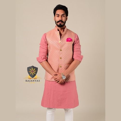 Ballet Pink Brocade Designer Half Jodhpuri Jacket Age Group: 15-50