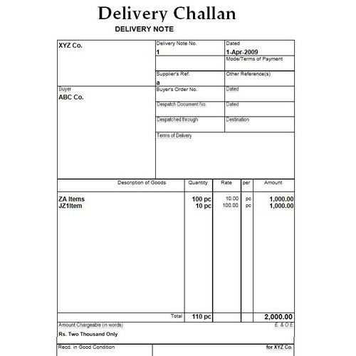 Challan Book Printing Service