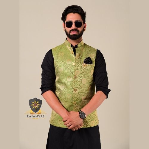 Spring Bug And Golden Brocade Designer Half Jodhpuri Jacket Age Group: 15 - 50