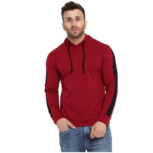 Black Stripe Premium Red Cotton Hoodie