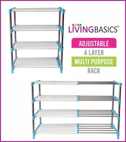 Livingbasics Multipurpose Rack (4-Layer, Cyan Blue) Carpenter Assembly