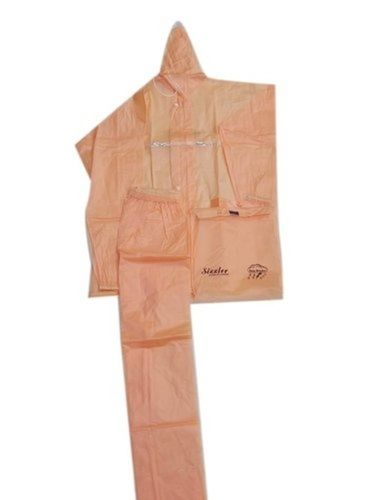 Peach Color PVC Adult Raincoat With Hoodie