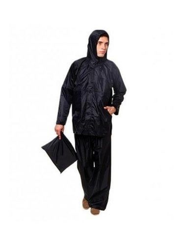 Waterproof Xl Black Nylon Mens Raincoat Age Group: Adult