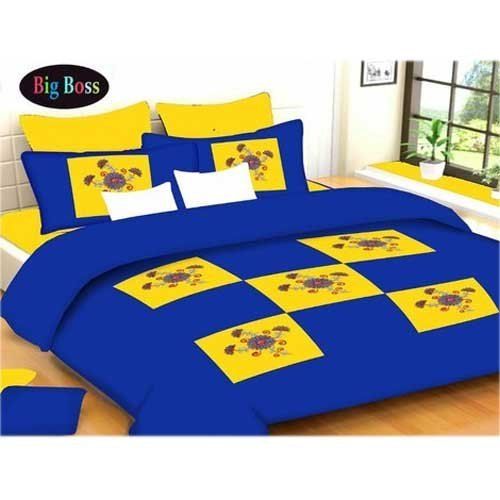 Blue And Yellow Cotton Bed Sheet