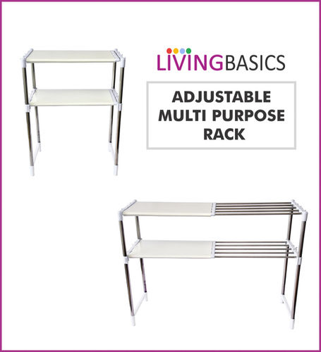 Livingbasics Adjustable Multipurpose Rack (2-Layer, Snow White)