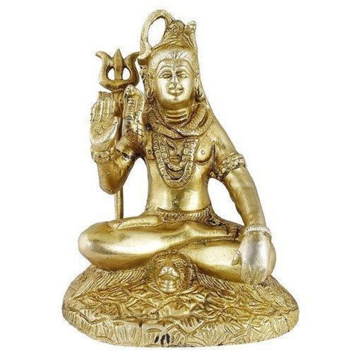 Light Weight 7 Inches Polished Brass Lord Shiva Statue