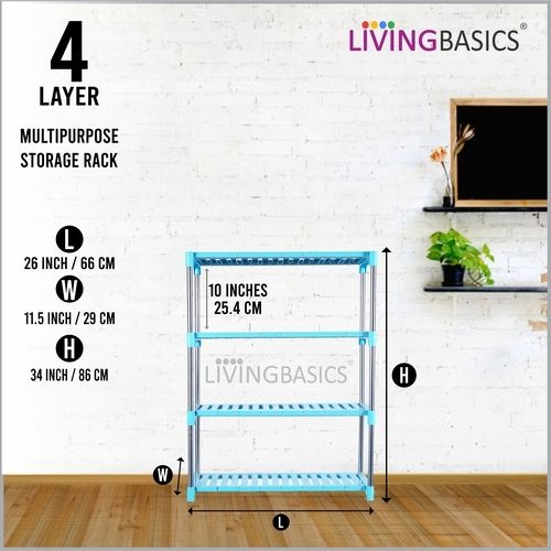Livingbasics M2 Multipurpose Rack (4 Layer/Tier Blue)