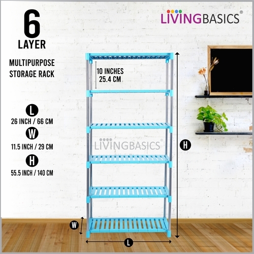 Livingbasics M2 Multipurpose Storage Rack (6 Layer/Tier Blue)