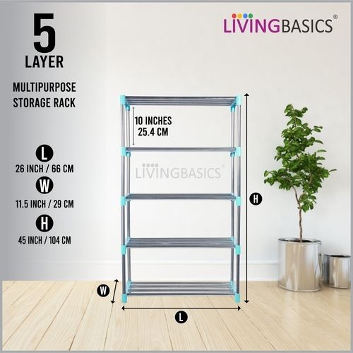 Livingbasics M3 Multipurpose Rack (5 Layer/Tier Blue) Carpenter Assembly