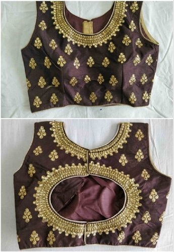 All Designer Coffee Color Embroidered Blouse With Work