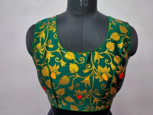 Stitched Printed Jacquard Silk Readymade Blouse - Customized Size, All Colors | Anti-Wrinkle, Breathable, Cool Pass, No Fade, Washable, Exquisite Patterns, Smooth Finish