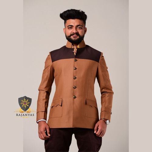 Almond Brown Dual Color Bandhgala Blazer