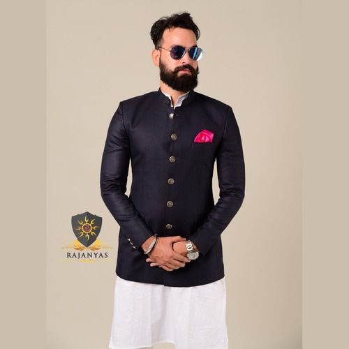 Navy Blue Bandhgala Blazer