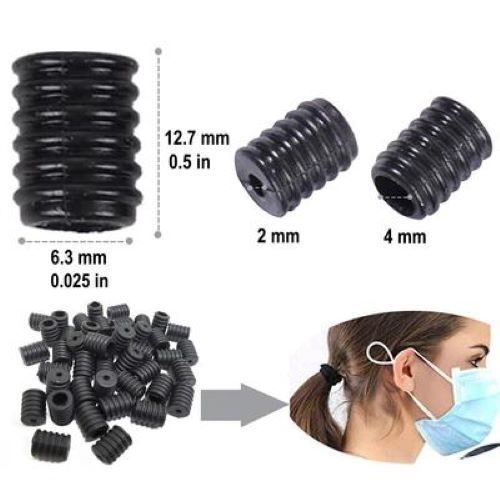 Face Mask Earloop Adjuster - Rigid Plastic/Rubber, Customized Length and Elasticity, Durable and Versatile for Various Cords