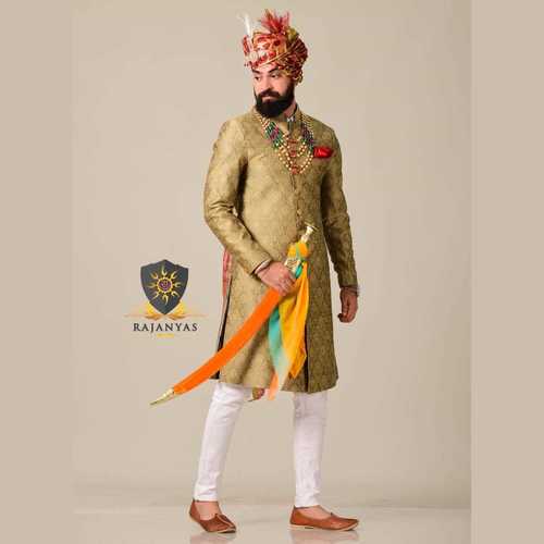 Pebble Gold Designer Brocade Royal Rajputana Achkan