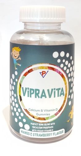 Vipravita Gummies (Calcium And Vitamin D) - Mango And Strawberry Flavor - (30 Gummies) 