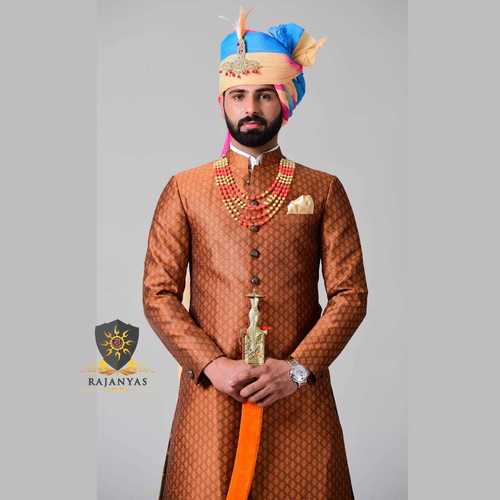 Copperdust Color Brocade Designer Royal Rajputana Achkan Age Group: 15-50