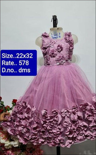 Pink Dms Kids Designer Frock