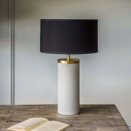 White Natural Marble Table Lamp With Black Shades