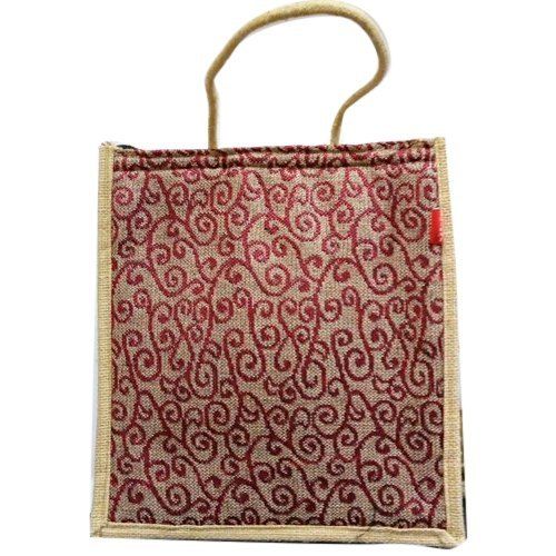 Multicolor Zip Closure Jute Embroidery Bag