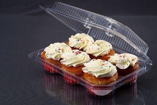 Muffins Packaging Plastic Disposable Hinged Container Application: Bakery Food Product