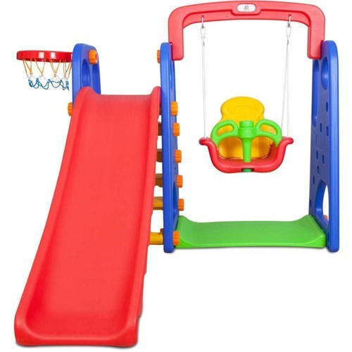 Outdoor Playground Swing And Slide With Basketball Game