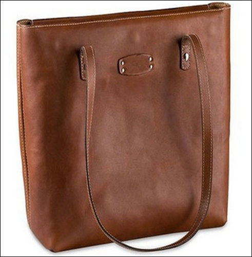 Plain Leather Laptop Tote Bag