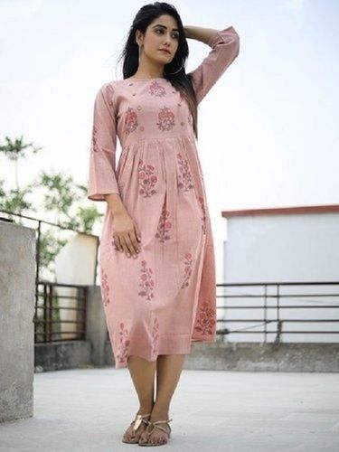 Ladies Cotton Floral Print Long Kurti