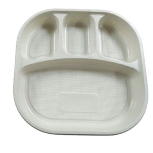 White 4 Cp Disposable Plastic Food Plate For Parties