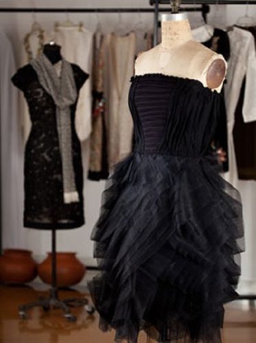 Breathable Black Organza Layered Bustier Dress