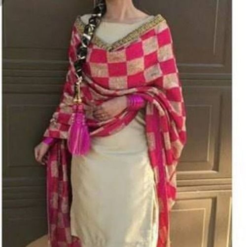 Printed Cotton Punjabi Suit in Pink : KER183