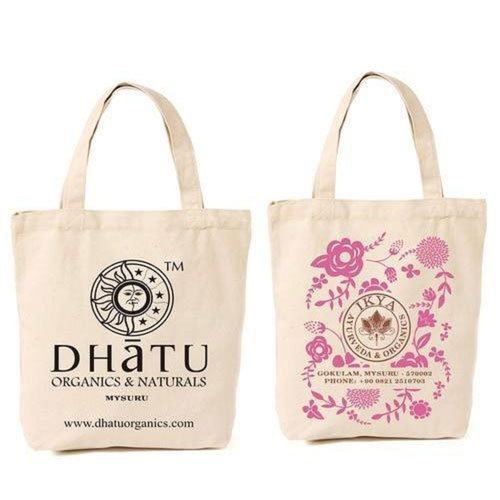 White Printed Biodegradable Cloth Shopping Bags