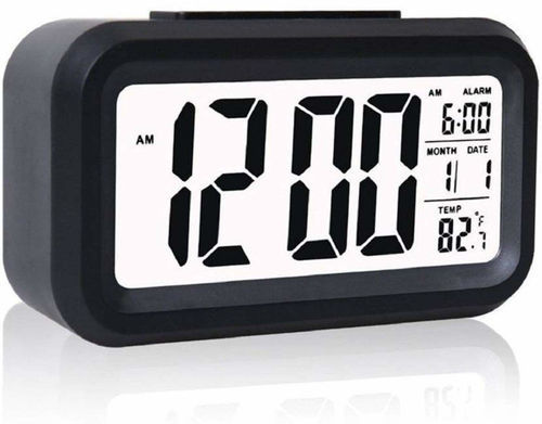 Black Smart Digital Alarm Table Battery Operated Clock