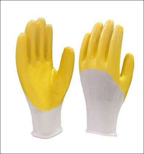 Yellow And White Moire Finish Latex Coating Glove