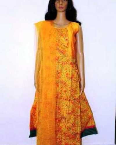 Orange Embroidered Long Dress