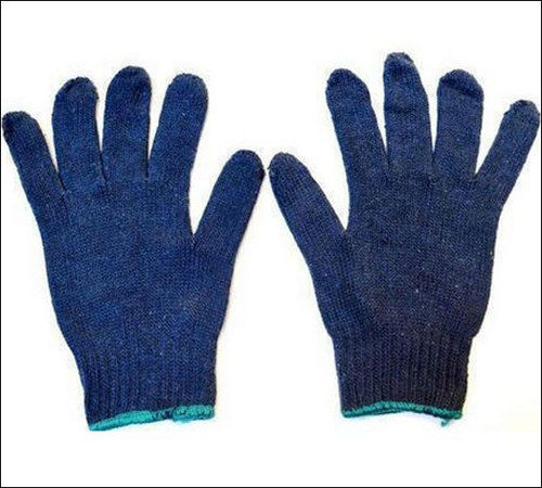 Blue Knitted Cotton Hand Gloves