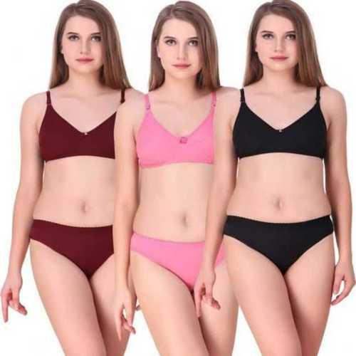 Av Ccreation India Bra Panty Set for Women | Hosiery Bra and Panty with  Beautiful Prints | Women Underwear Innerwear Lingerie Set (Set of 3)