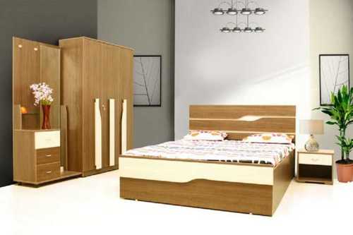 Brown Polished Wooden Double Bed