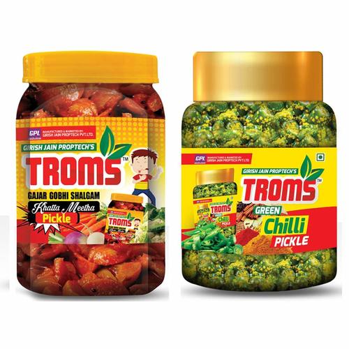 100% Vegeterian Troms Combo Gajar & Green Chilli Pickle (2 X 500 G)