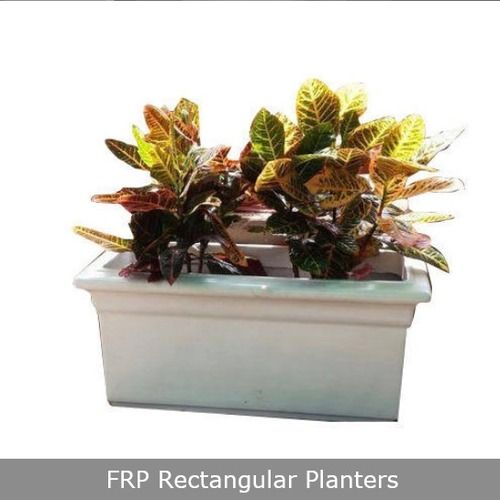 FRP Rectangular White Planter