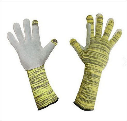 Full Fingered Para Aramid Gloves With Leather On Palm