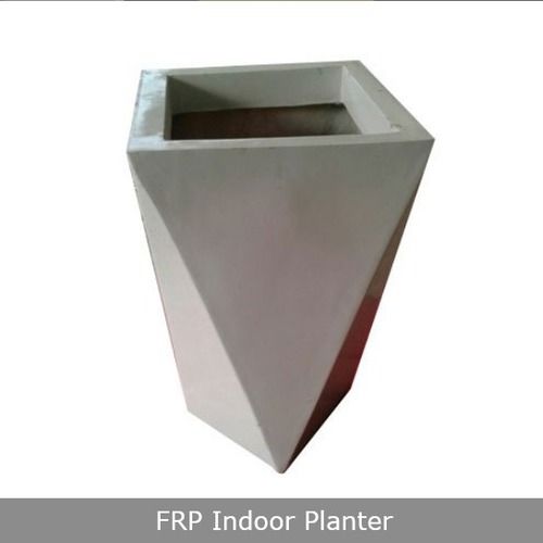 White Glossy Indoor Frp Planter