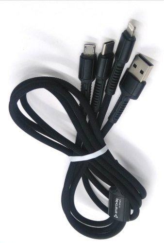 Black Three In One Usb Port Data Cable