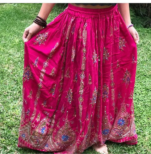 Multicolor Mandala Sequence Printed Skirts