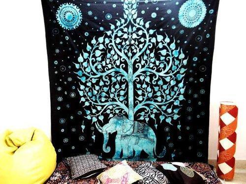 Blue Tapestry Wall Hanging Mandala Tapestries Indian Cotton