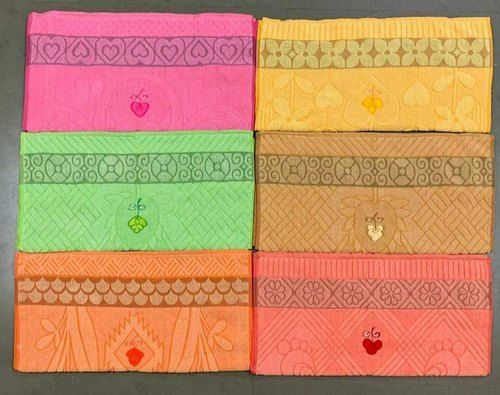 Multicolor Rectangle Shape Embroidered Jacquard Towels