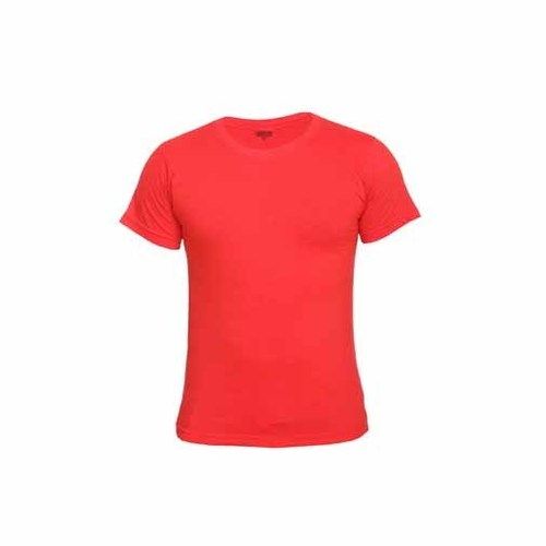 Mens Slim Fit Round Neck Solid Red T-shirt