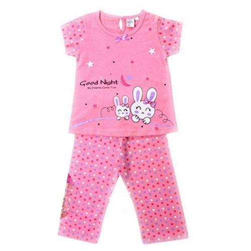 Printed Designer Pink Kids Girls Night Dresses