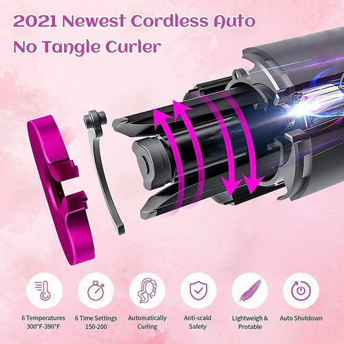 Amazoncom AURUZA Unbound Cordless Automatic Hair Curler AntiTangle  Wireless Auto Curling Iron Wand Portable USB Rechargeable Spin Curler  Ceramic Barrel Rotating for Short HairLong HairHeats Up Quick  Beauty   Personal Care